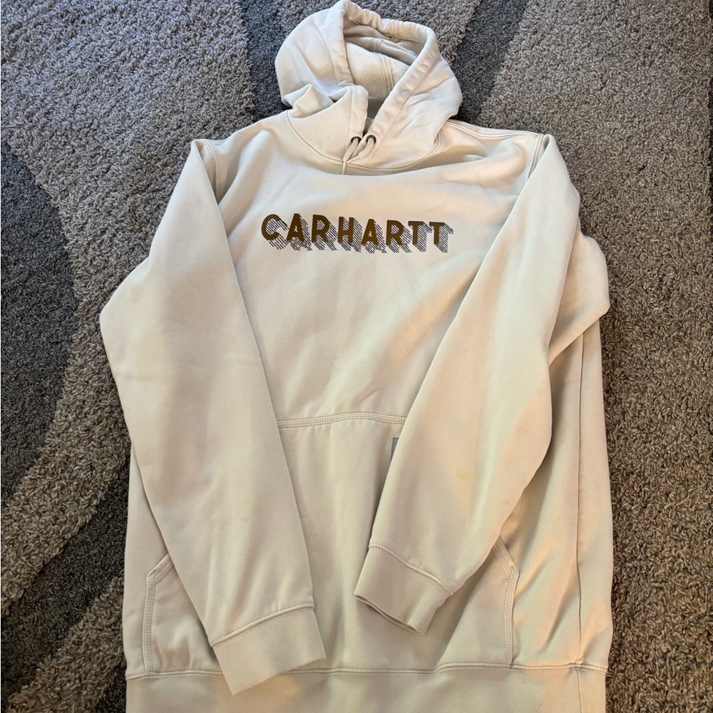 Carhartt Off-White Hoodie with Gold Logo